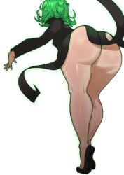 1girls ass bottomless bottomless_skirt breasts bubble_butt dat_ass doublehero female green_eyes green_hair huge_ass light-skinned_female light_skin no_panties one-punch_man short_hair shortstack simple_background small_breasts tatsumaki thick_thighs upskirt wide_hips