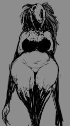 1girls big_ass big_breasts cleavage female female_only horror huge_ass long_arms monster monster_girl nightmare_waifu scary scary_face skinwalker smile solo solo_female thick thick_thighs wide_hips