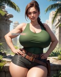 1girls ai_generated big_breasts bimbo brown_hair brunette curvy dat_ass dumptruck_ass female female_only hourglass_figure huge_breasts kw0337 lara_croft solo solo_female thick_thighs tomb_raider venus_body voluptuous voluptuous_female white_female wide_hips