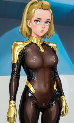 1girls 2020s 2023 absurd_res adora ai_generated black_catsuit blonde_female blonde_hair blue_eyes blush bodysuit breasts breasts_visible_through_clothing brown_catsuit cathrynedelamort catsuit cleavage female female_only gloves golden_catsuit golden_gloves large_breasts latex latex_catsuit light-skinned_female light_skin long_hair looking_at_viewer nipples nipples_visible_through_clothing ponytail pussy pussy_visible_through_clothes revealing_clothes see-through see-through_catsuit see-through_clothing she-ra_and_the_princesses_of_power solo thick_thighs thigh_gap thin_waist tight_clothing translucent translucent_catsuit translucent_clothing two-tone_catsuit yellow_gloves