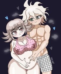 1boy 1boy1girl 1girls abs bikini danganronpa danganronpa_2:_goodbye_despair dobicandy heart lactation muscular muscular_male nagito_komaeda nanami_chiaki pregnant pregnant_female smiling touching_belly underwear