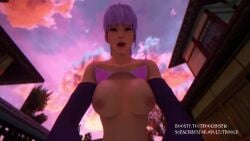 3d animated ayane_(doa) big_breasts bouncing_breasts breasts busty cowgirl_position dead_or_alive female implied_sex kunoichi moaning ninja_gaiden purple_hair riding_penis sfx short_hair sound sound_effects straight tagme trooch video