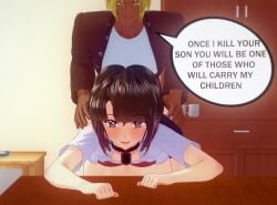 1boy age_difference bent_over bent_over_table commenting_is_closed_on_this_post doggy_style fucked_from_behind fucked_senseless half-dressed hetero high_school_dxd hyoudou_miki koikatsu milf motherly_cuckold netorare riser_phenex robotlover slave slave_collar tagged_collar text text_bubble vaginal_penetration vaginal_sex