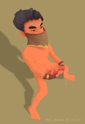 1boy boy boyfriend erection holding_penis homosexual masturbation my_time_at_sandrock pathea_games solo solo_male standing straight unsuur_(my_time_at_sandrock)