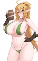 1girls bikini blonde_hair breasts commission elf elf_ears elf_female female female_only hips huge_breasts kuavera light-skinned_female light_skin long_hair original original_character pointy_ears simple_background solo thick_thighs thighs wide_hips