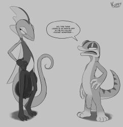 3_toes 4_fingers 4_toes 5_fingers absurd_res anthro ball_size_difference balls big_balls big_penis crossover dialogue duo feet fingers foreskin generation_8_pokemon genitals gex_(series) gex_the_gecko hi_res huge_balls huge_cock inteleon kiffy220 kiffy_(artist) lizard long_tail male male/male male_only nintendo nude open_mouth penis penis_size_difference pokemon pokemon_(species) repost reptile scalie tail toes video_games