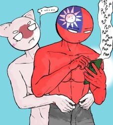 before_sex buff cat_ears cat_tail countryhumans gay horny japan japan_(countryhumans) japanese_clothing japanese_male male male/male male_only neko pants stickman taiwan_(countryhumans) weedank yaoi