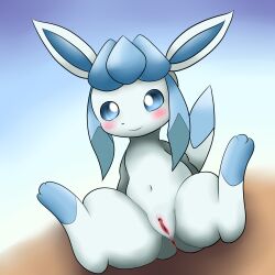 eeveelution female generation_4_pokemon genitals glaceon hi_res horuru nintendo pokemon pokemon_(species) pussy