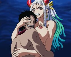 accurate_art_style female female_focus hugging male naked naked_female one_piece portgas_d_ace rao_jackman yamato_(one_piece)