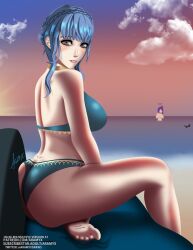 ! accidental_exposure alternate_costume aramyx ass ass_press back bangs bare_back bare_legs beach big_ass bikini bikini_top black_bikini black_swimsuit blue_bikini blue_hair blue_swimsuit braid breasts brown_eyes covering covering_breasts fire_emblem fire_emblem:_three_houses fire_emblem_heroes fire_emblem_warriors:_three_hopes large_breasts legs looking_at_viewer looking_back marianne_von_edmund medium_breasts nintendo ocean official_alternate_costume shez_(female)_(fire_emblem) shez_(fire_emblem) shocked short_hair sunset swimsuit wardrobe_malfunction