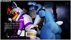 3d_(artwork) anal_bead_pull anal_beads angry animatronic anthro bedroom_eyes bent_over blue_body canid canine digital_media_(artwork) duo elementz808 female five_nights_at_freddy's five_nights_at_freddy's_2 five_nights_at_freddy's_world fox genitals hands_on_table hi_res lagomorph leporid lolbit lolbit_(fnaf) looking_at_viewer machine male male/female mammal missing_arm narrowed_eyes nude pussy rabbit robot scottgames seductive sex sex_toy tagme text withered_bonnie