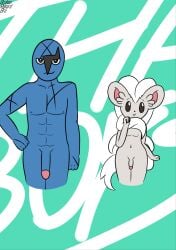 anthro brokenrekordbro chinchilla cinccino fur furry humanoid looking_at_viewer male_only penis pokémon_(species) pokemon sawk tagme yiff