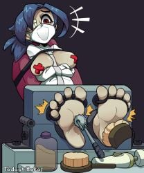 1girls barefoot blue_hair bondage breasts brush crying exposed_breasts feet female foot_fetish foot_focus laughing red_eyes skullgirls soles spread_toes stationary_restraints stocks straitjacket strapped_down straps tadashibaka tickle_torture tickling tickling_feet toe_bondage toe_ties toes torture valentine_(skullgirls)