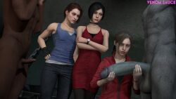 2boys 3d 3girls ada_wong big_penis black_hair brown_hair claire_redfield claire_redfield_(jordan_mcewen) clothed_female clothed_female_nude_male cock_awe cock_shock crying dark-skinned_male handjob holding_penis huge_cock huge_penis jill_valentine jill_valentine_(sasha_zotova) light-skinned_female looking_at_penis monster mr_x partial_male penis penis_awe penis_size_comparison penis_size_difference resident_evil resident_evil_2 resident_evil_2_remake resident_evil_3 resident_evil_3_remake small_penis small_penis_humiliation source_filmmaker two-handed_handjob tyrant uncensored venomous_sausage