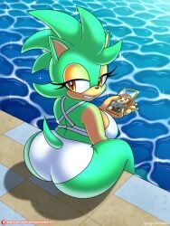 anthro ass big_butt mint_the_hedgehog omegasunburst original_character poolside sonic_(series) sonic_the_hedgehog_(series)