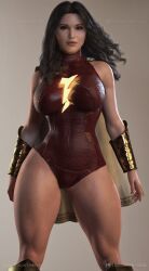 1girls 3d big_breasts big_butt breasts brown_eyes brown_hair bubble_ass bubble_butt busty cameltoe cape celebrity cga3d curvaceous curvy curvy_body curvy_female curvy_figure dc dc_comics dc_extended_universe erotichris female female_only fit fit_female fully_clothed grace_caroline_currey large_breasts looking_at_viewer mary_batson mary_marvel muscular muscular_female patreon_username pixiv_username shazam_(series) solo thick_thighs voluptuous voluptuous_female wide_hips