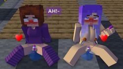 2girls 3d ahe_gao breasts brown_hair crystal_(extrafruitygirl) ejaculation erect_nipples female horny_female human humanoid ldcm0302 legna_deth_casas_mendez_(ldcm0302) mine-imator minecraft no_panties open_mouth orgasm_face outside purple_hair pussy_squirt spread_legs stockings tagme tongue_out vaginal_insertion vibrator_in_pussy wet_pussy