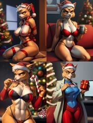 absurd_res ai_generated bondage bound bound_arms breasts candy_cane christmas christmas_tree dr._t'ana female female_only femsub gift hi_res multiple_images neocorai nipples ribbon_bondage santa_hat solo solo_female star_trek star_trek_lower_decks submissive submissive_female