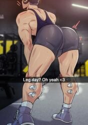 antibooart ass ass_focus backsack calves clothed gay gym gym_clothes leg_day male_only muscle_shirt muscles my_hero_academia no_visible_genitalia presenting_ass snapchat sneakers solo_male tenya_iida thighs