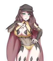 1girls alternate_costume ass_visible_through_thighs bare_thighs breasts brown_hair cleavage clothed clothing commission cosplay dark_mage_(fire_emblem_fates) dorothea_arnault female female_only fire_emblem fire_emblem:_three_houses fire_emblem_fates green_eyes hat hayato_stuff inner_sideboob large_breasts long_hair looking_at_viewer nintendo ophelia_(fire_emblem) ophelia_(fire_emblem)_(cosplay) panties solo thighhighs thighs underwear yellow_panties