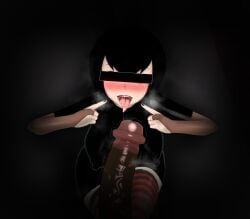 1boy 1girls 2023 3d :d absurd_res absurdres armwear black_armwear black_hair blush breasts censor_bar censored_eyes cheating cheating_girlfriend cuckold dark-skinned_male dark_penis dark_skin drooling erect_nipples_under_clothes erect_penis erection female glans goth goth_girl heavy_breathing hi_res high_resolution highres hotel_transylvania interracial kneeling legwear looking_at_viewer male mavis_dracula netorare nipples ntr open-mouth_smile open_mouth penis saliva smile steam steamy_breath striped_legwear tongue tongue_out uncensored vampire vampire_girl veiny_penis vyrus_smith work_in_progress