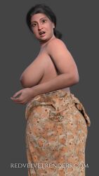 3d 3d_(artwork) 3d_model big_breasts black_eyes black_hair brown_skin character dark_nipples desi kaliyuga_charitham mature mature_female milf mommy mother motherly nighty redvelvetrenders swetha