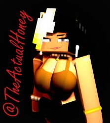 3d big_breasts black_and_blonde_hair black_background black_hair blonde_hair female honey_(tah) mine-imator minecraft red_and_black_hair red_hair theactualhoney