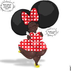 adorable afro_puffs bea_(nahajjagun) costume cute dark-skinned_female double_bun huge_bun minnie_mouse nahajjagun public_domain short_dress shortstack unmoving_pattern wholesome