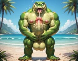 1boy 1male ai_generated anthro balls beach big_balls big_muscles big_nipples big_penis big_testicles booster_rex crocodile cum cumming daddy erect_nipples erect_penis erection furry furry_male green_body green_skin huge_balls huge_cock huge_muscles huge_nipples huge_testicles looking_at_viewer male male_only masturbating masturbation muscles muscular muscular_anthro muscular_male nipples nude nudity open_mouth penis reptile sand scalie sega solo sonic_(series) tail testicles tongue tongue_out vector_the_crocodile water yellow_eyes