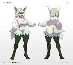 1girls anthro blush breasts cleavage creatures_(company) female_focus female_only feretto_chan fox_ears fur furry game_freak generation_9_pokemon mammal maskless_meowscarada meowscarada nintendo pokémon_(species) pokemon pokemon_(species) pokemon_sv starter_pokemon