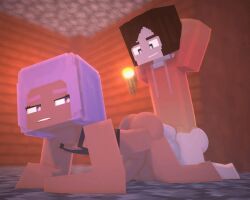 2boys 3d anal cuteskyler dark-skinned_male dark_skin doggy_style gay hands_behind_head light-skinned_male light_skin male/male male_on_male minecraft nate_witt pink_hair yaoi