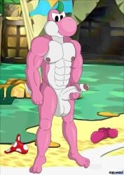 anthro balls beach ciel-wolf clothing dinosaur dragon erection feet fellatio footwear genitals male mario_bros masturbation muscular muscular_anthro muscular_male mythological_creature mythological_scalie mythology nintendo nipples oral outside paper_mario paper_mario:_the_thousand_year_door penile penis pink_body pink_scales pink_yoshi prehistoric_species reptile scales scalie sex shoes solo the_great_gonzales_jr underwear white_body yoshi