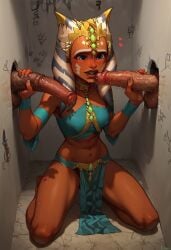 ahsoka_tano ai_generated glory_hole horsecock orange_skin star_wars zygerria zygerrian