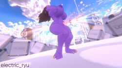 breasts dancing deltarune electric_ryu susie_(deltarune) vrchat vrchat_avatar watermark