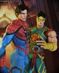 3d big_bulge bulge iron_fist iron_fist_(marvel_rivals) male male_only marvel marvel_rivals mask masked muscular_male spider-man spider-man_(marvel_rivals) staramalor tagme