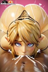 1boy 1femboy abs ai_generated ass_focus ass_grab blonde_hair blue_eyes bottom_heavy bottom_heavy_crop_top dark-skinned_male femboy femboysub feminine fishnets girly interracial link link_(breath_of_the_wild) male male_focus male_only malesub nintendo short_shorts shower showering solo the_legend_of_zelda thick thick_ass thick_thighs xwaifuai