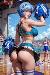 ai_generated ass ass_focus blue_hair cheerleader cheerleader_uniform naughtygirlsai neon_genesis_evangelion panties red_eyes rei_ayanami short_hair skinny skirt skirt_up small_breasts