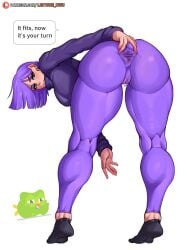 ass_focus duolingo english_text female female female_only impossible_clothes inviting lettuce_uwu lily_(duolingo) purple_hair socks spreading_own_ass tight_clothing