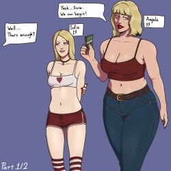 big_ass big_breasts blonde_hair blue_eyes boyarrudin chubby milf mom_and_daughter mommy mother mother_and_daughter sex_worker skinny slut small_breasts teen thick_thighs two_females unsettling white whore