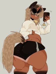 1boy anthro booty_shorts curvaceous curvy fat_ass femboy holding_object mirror_selfie original_character phone pony selfie sweat sweating thick_thighs tongue_out twink v4mp1333 yellow_eyes