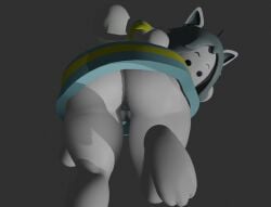 3d anthro anus digital_media_(artwork) feet female genitals indisposedfigure pussy solo temmie_(undertale) undertale undertale_(series)