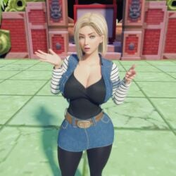 1girls 3d 3d_model android android_18 android_girl arms_up arms_up_pose belt belt_buckle beltskirt big_breasts blonde_female blonde_hair blonde_hair_female blue_eyes blue_eyes_female blue_skirt breasts cheating cheating_wife clothed clothed_female cyborg cyborg_girl dragon_ball dragon_ball_super dragon_ball_z female female_focus female_only finger_gun jean_skirt leggings light-skinned_female light_skin medium_hair medium_hair_female milf netorare ntr open_mouth pantyhose pointing pointing_at_viewer skirt tsuyosakuroi wife world_tournament