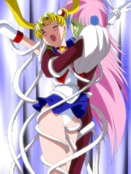 bishoujo_senshi_sailor_moon blonde_hair clothing female fiore_(sailor_moon) g-nose green_skin highres monster_girl pink_hair rape red_eyes sailor_moon schoolgirl skirt solo tentacle thorns usagi_tsukino white_panties