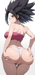 ai_generated breast_band caulifla dragon_ball dragon_ball_super looking_at_viewer panties showing_ass