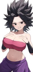 1girls ai_generated big_breasts breast_band caulifla dragon_ball dragon_ball_super looking_at_viewer