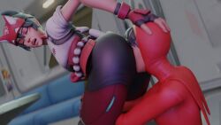 anilingus_through_clothes ass_on_face ass_sniffing big_ass face_on_ass facesitting female kiriko_(overwatch) kishi no_sound overwatch smothering tagme video yuri