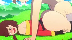 1boy 1boy1girl 1boys 1girl 1girl1boy 1girls animated animation ass brown_hair d-art grass grass_field half-dressed half_naked half_naked_female kono_subarashii_sekai_ni_shukufuku_wo! light-skinned_female light-skinned_male megumin naked naked_male nude nude_male pleasure_face satou_kazuma sex sex_from_behind sex_on_grass sex_on_ground sound tagme video