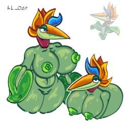 bird_of_paradise blue_eyes huge_breasts large_breasts plant plantie plants_vs_zombies solo_female thick_thighs