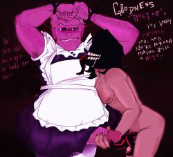 crossdressing dayshift_at_freddy's dsaf dustycoyote erection flustered gay hairy henry_miller_(dayshift_at_freddy's) maid maid_uniform male_only older_male penis penis_under_clothes precum stockings teasing tentacles tied_up yaoi