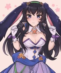 1girls alternate_costume animal_ears artist_name ass_visible_through_thighs black_hair breasts bunny_ears bunny_girl bunnysuit cleavage detached_collar easter fake_animal_ears female female_only fire_emblem fire_emblem:_the_blazing_blade fire_emblem_heroes gloves highres karla_(fire_emblem) karla_(spring)_(fire_emblem) kawaii large_breasts looking_at_viewer nintendo official_alternate_costume pantyhose playboy_bunny purple_eyes purrlucii rabbit_ears see-through solo white_gloves